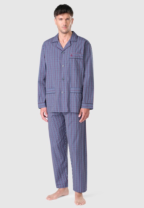 Pijamale Barbati Lungi Rever Poplin Carouri, 2986-33, 100% Bumbac, 3XL INTL, EL BÚHO NOCTURNO