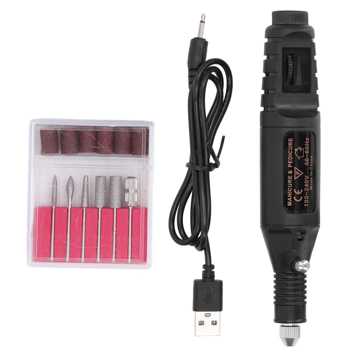 Set freza de gravat USB Enforose, 5 capete de slefuire, viteza reglabila, portabila, 100-240V