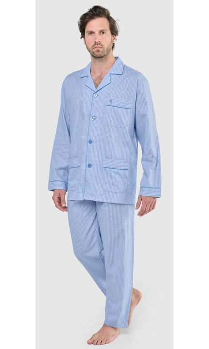 Pijamale Barbati Lungi Rever Poplin Carouri, 2988-30, 100% Bumbac, 2XL INTL, EL BÚHO NOCTURNO