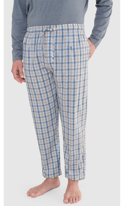 Pantaloni Pijama Barbati Lunga Poplin Carouri, 8918-38, 100% Bumbac, EL BÚHO NOCTURNO, Verde