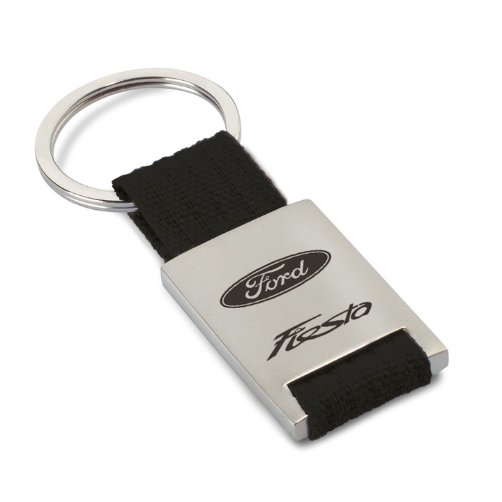Breloc metalic pentru chei auto, 6x2.7cm, negru, model FORD FIESTA