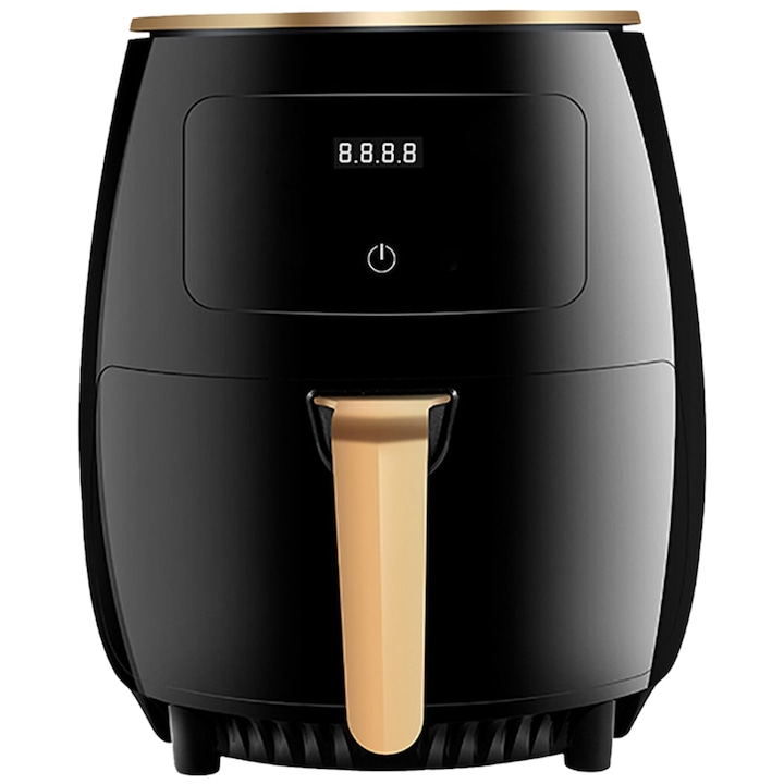 Forró levegős sütő, SDEPOT®, 2400 W teljesítmény, 6 literes kapacitás és digitális kijelző, LCD érintőképernyős vezérlés, fekete