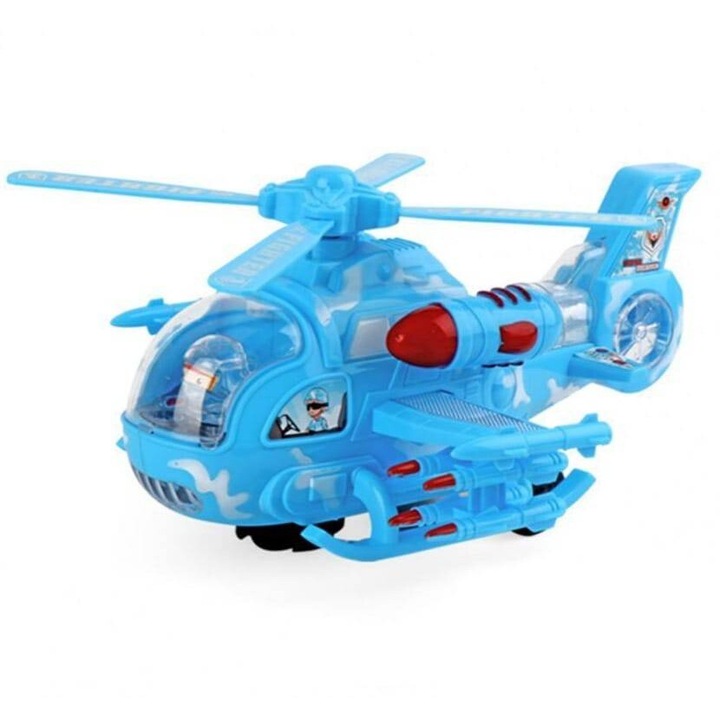 Elicopter cu sunete si lumini, albastru, 26 cm
