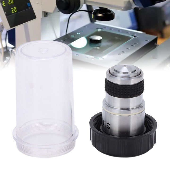 Микроскопски обектив, longziming, ахроматичен, висока разделителна способност, 1.25 OIL, алуминий и материал от оптично стъкло