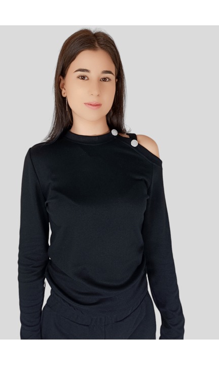 Bluza cu umarul deschis, de dama, Negru