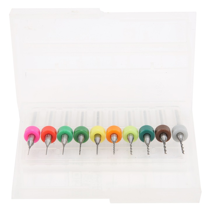 Set 10 Piese Burghie Micro Twist, Enforose, 0.3-1.2mm, Otel tungstenic, pentru placi de circuit imprimat