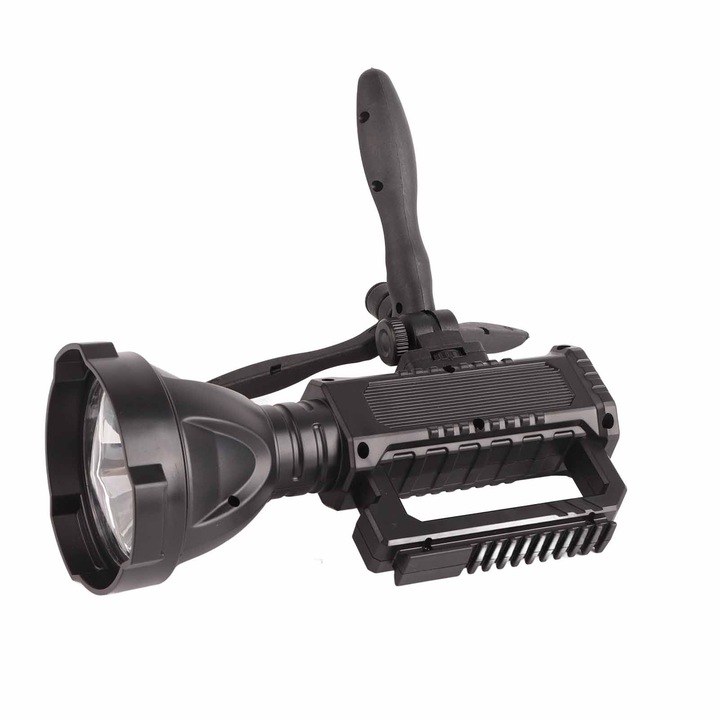 LED фенер, Longziming, пластмаса, 20 W, със статив, 6000 mAh, 28 x 12 см, черен