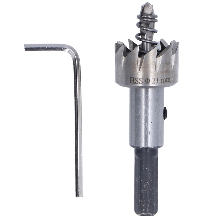 Set de burghie pentru fierastrau cu gaura Enforose, 21mm, din otel rapid, pentru metal si marmura