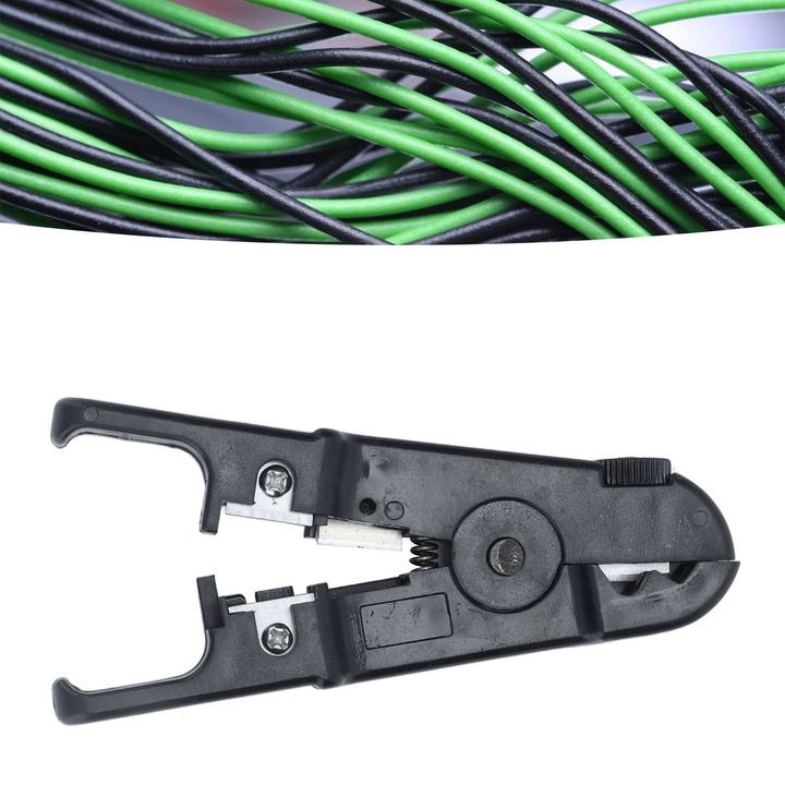 Jormftte csupaszoló fogó, 2 fém penge, tetszőleges beállítás, fekete