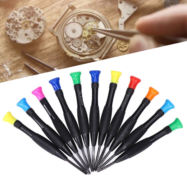 Jormftte 11 darabos csavarhúzó készlet, rozsdamentes acél, mágneses heggyel, különböző méretek