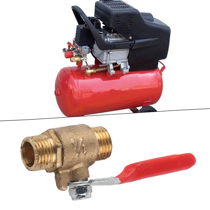 Sárgaréz golyóscsap, Jormftte, dupla menetes G1/4, piros, 5 darabos készlet