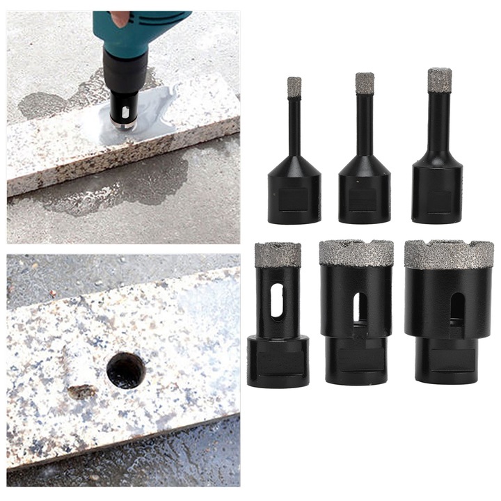 Jormftte gyémánt fúrófej készlet, 6-38mm, csempéhez, 6 méret, fekete színű