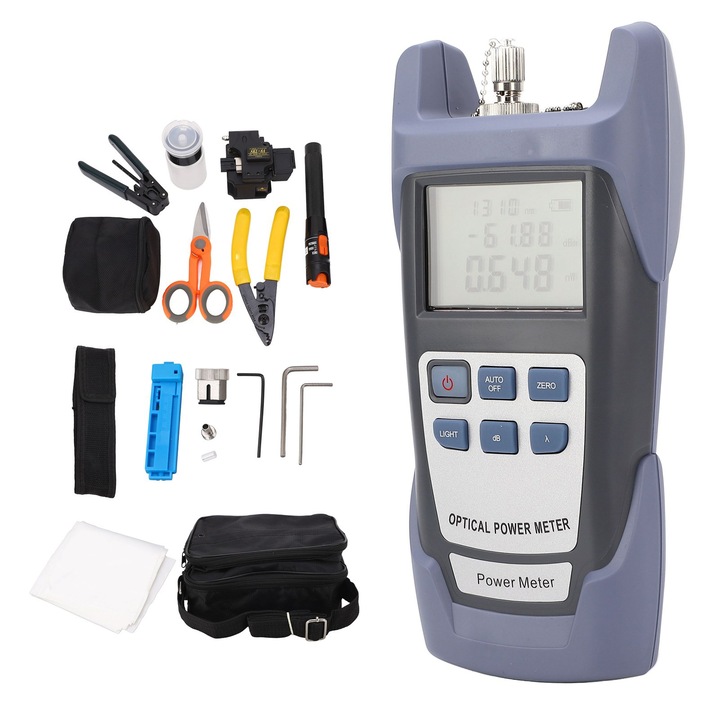 Set kit de reparare fibra optica DXL 40D, Enforose, contor de putere optic, localizator vizual de defecte, unelte incluse