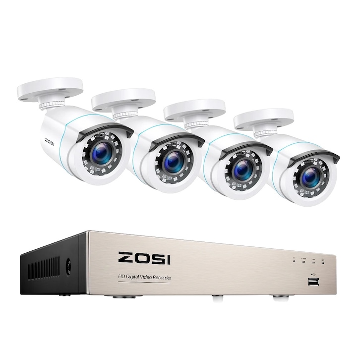 Sistem camere de supraveghere, H.265, IP66, 1T, NVR, 8CH, 2 bucati, 5MP