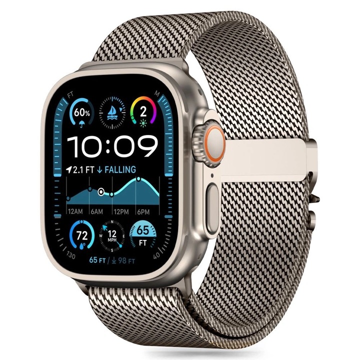 Bratara Tech-Protect Milano, otel inoxidabil, design minimalist, pentru Apple Watch, 44x45x46x49mm, Argintiu
