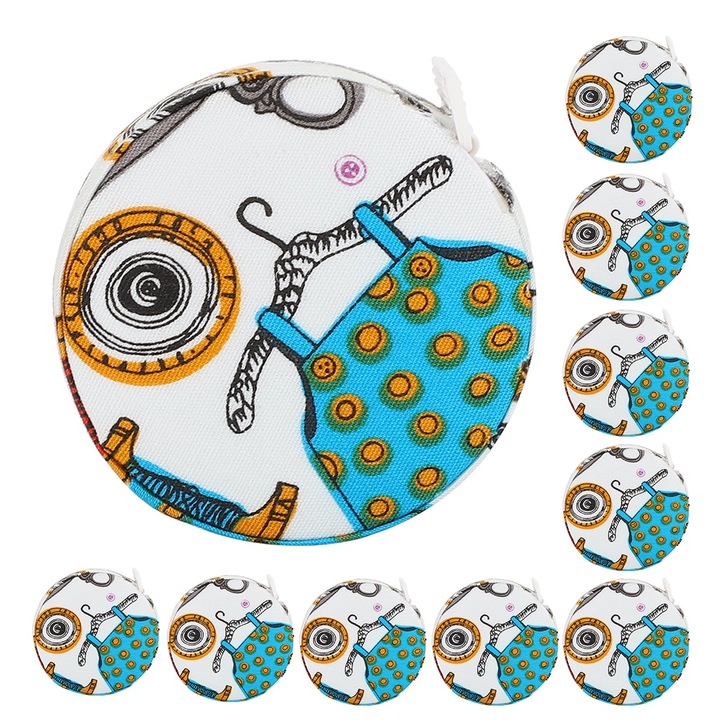 Set 10 benzi de masurare retractabila, Enforose, 150cm, din panza, cu scara dubla