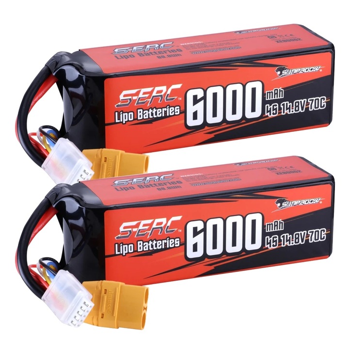 Baterie Lipo, capacitate 6000mAh, rata de descarcare 70°C, 6000-4S70C-XT90-2 buc, 14.8V