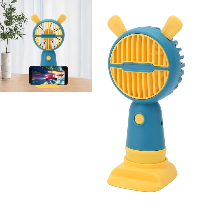 Kézi ventilátor Mini hordozható USB újratölthető hordozható hűtő Csendes asztali ventilátor Deep Blue