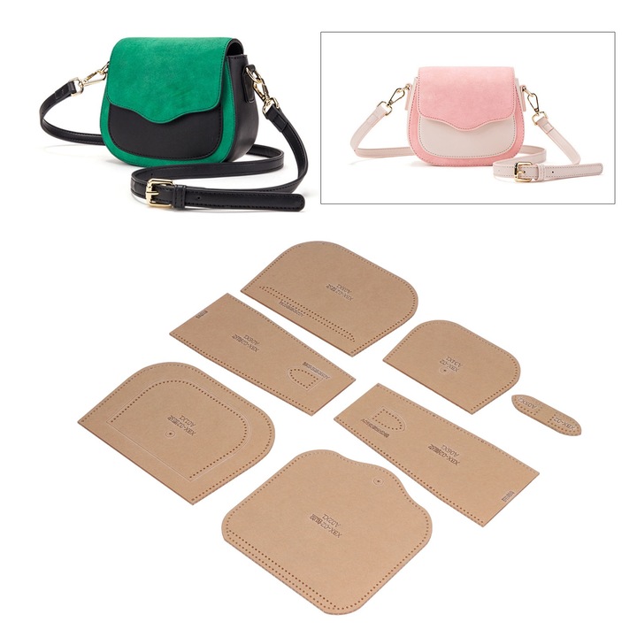 Átlátszó akril sablon, precíz vágási távolság, bőr táska sablon védőréteggel DIY táska ajándékhoz