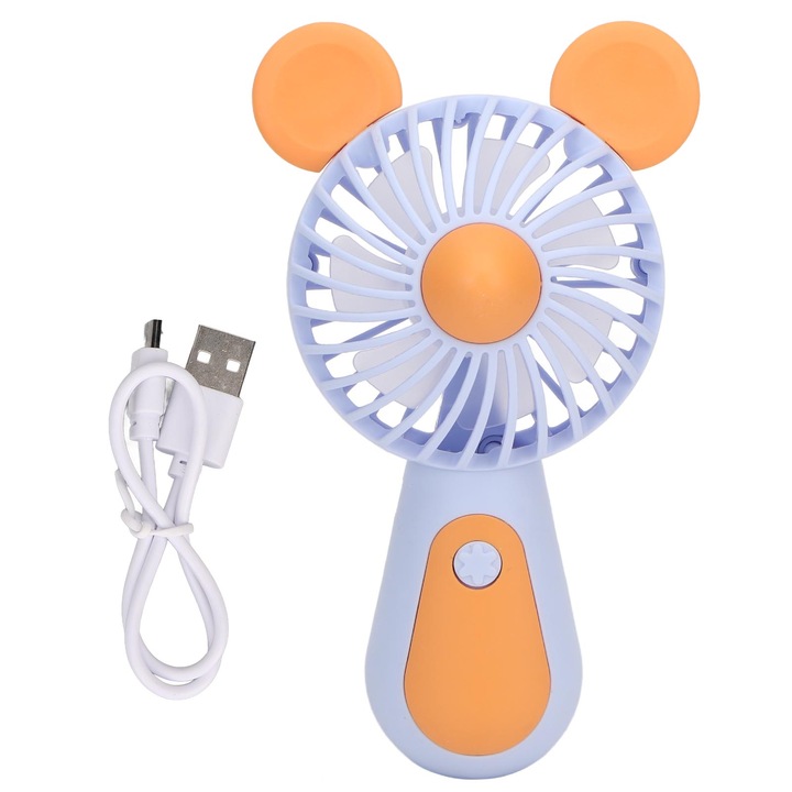 Kézi ventilátor Kétfokozatú beállítás Ergonomikus Energiatakarékos egér alakú mini újratölthető ventilátor szabadtéri utazáshoz, kék