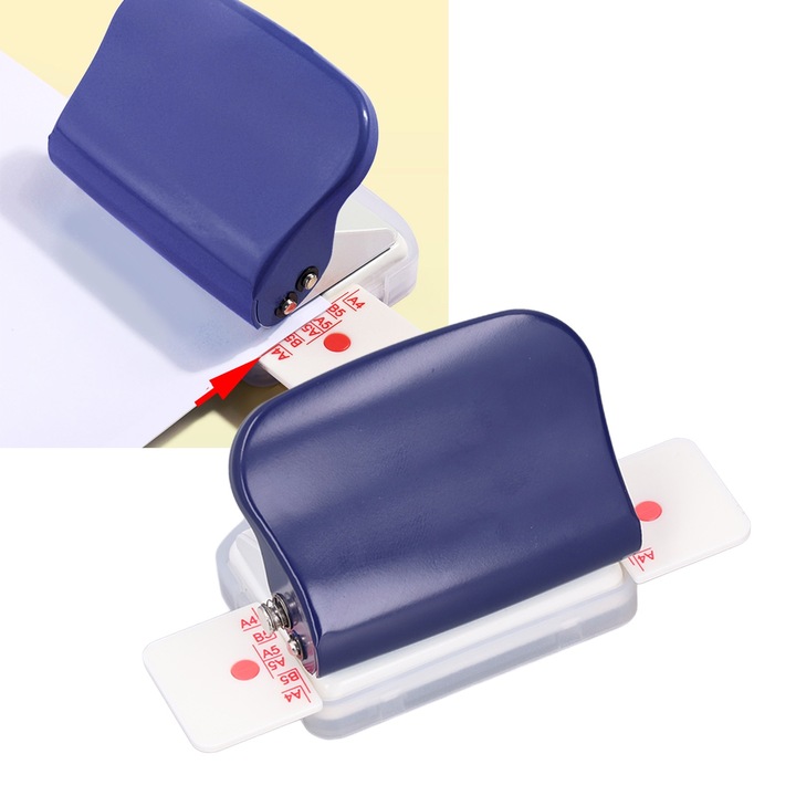 Jormftte lyukasztó, 6 lyukú, kompakt, fém, 6.9x5x6.1cm, A4, A5, B5-höz