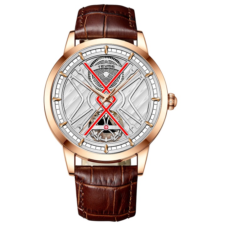 Мъжки часовник Tevise Brown Elegant Business Mechanical Automatic Leather
