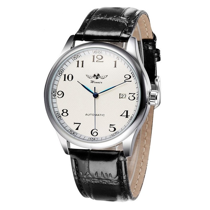 Мъжки часовник T-Winner Classic Retro Fashion Mechanical Automatic Vintage Casual Elegant Black/White