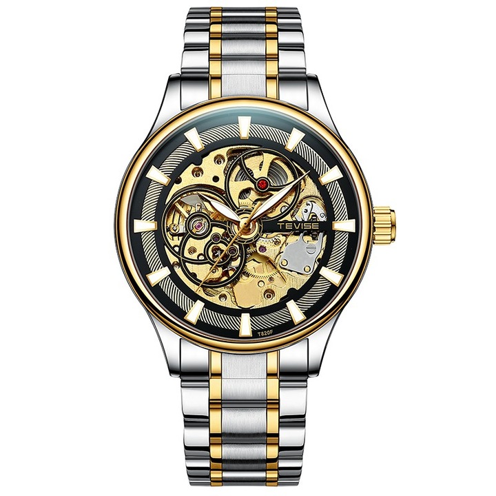 Мъжки часовник Tevise Analog Skeleton Mechanical Automatic Luxury Stainless Steel Business
