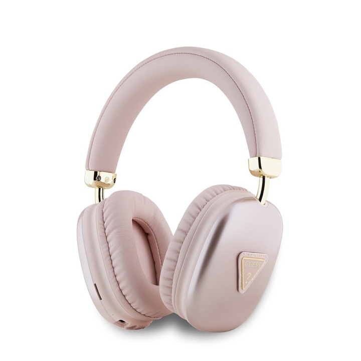 Безжични слушалки Bluetooth HF Guess GUBHK1SATSP PU Vegan Leather, Alexa and SIri, розов