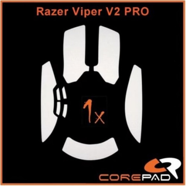 Autocolant din cauciuc Corepad Mouse #753 - Razer Viper V2 PRO Soft Grips pentru jocuri wireless alb
