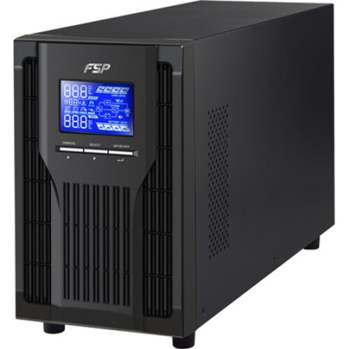 FSP Champ 1000VA tower szünetmentes tápegység, 1000VA, 900W, LCD, menedzselhető, USB2.0, soros port, fekete