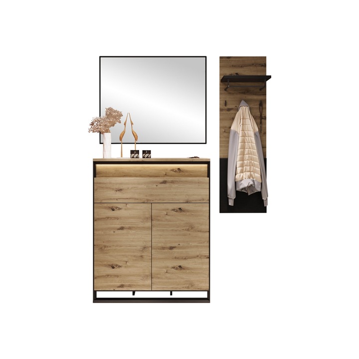 Mobilier pentru hol Quant X, MIRJAN24, stejar artisan / negru