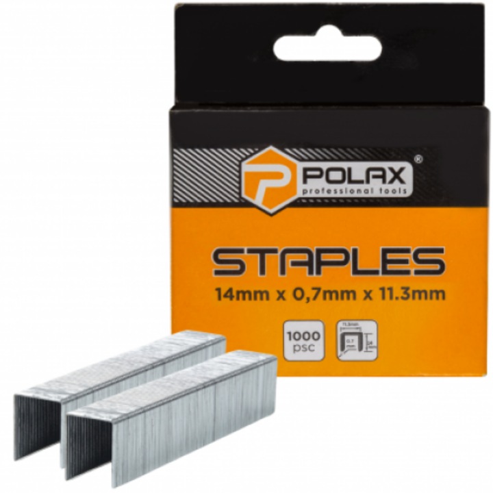 Set 1000 capse pentru tapiterie, Polax, 14x0.7x11.3mm, Argintiu