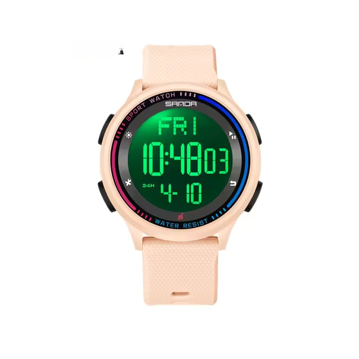 Ceas Digital pentru Copii 9+, Rezistent la Apa, Cronometru, Alarma, Calendar si Display LED, AZ PRODUCTS®, Roz