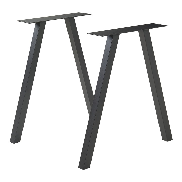 Set 2 buc picior masa, en.casa, AATL-8734 Heustreu, 72 x 70 cm, otel, negru