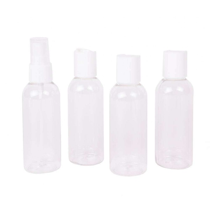 Set 4 bucati, recipiente pentru calatorie, 80 ml transparente