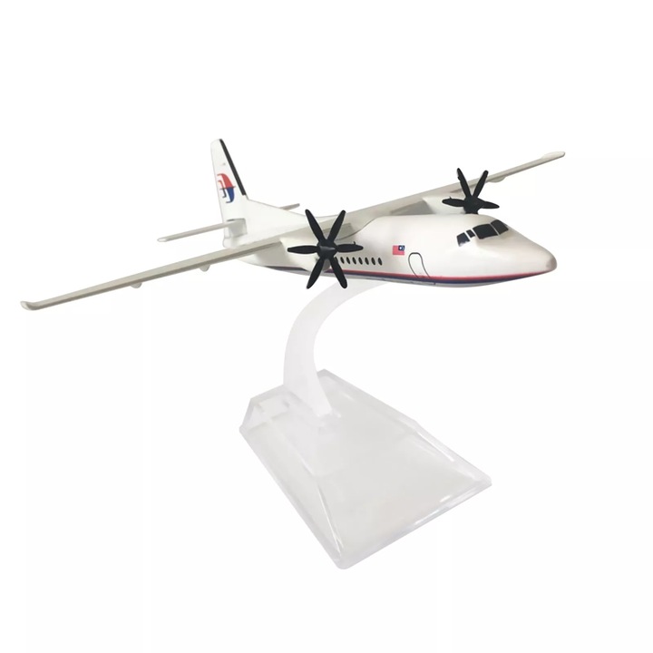 Модел на самолет Malaysia Fokker FK-50, метал, 16 см, мащаб 1:400