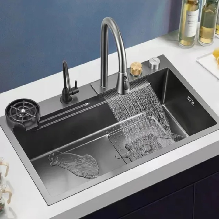 Chiuveta multifunctionala inox, TRENDY’S, gri 75×46 cm