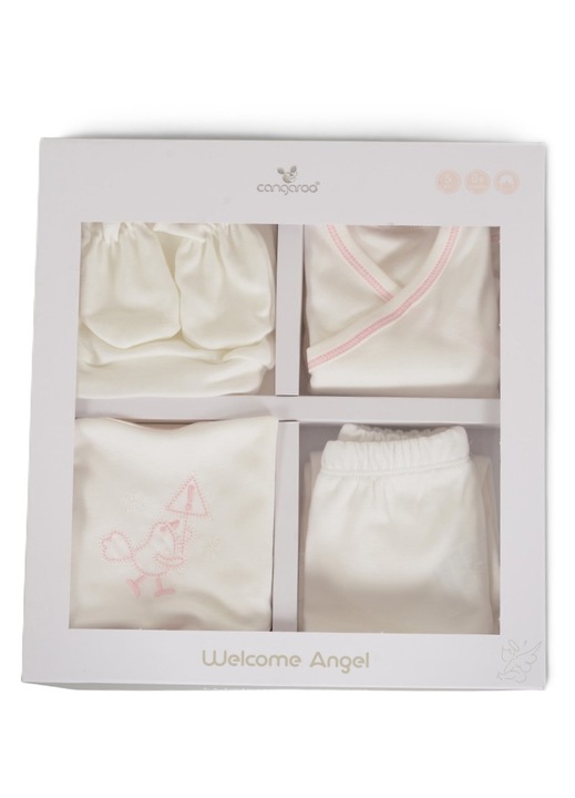 Set 5 piese bumbac nou nascut Cangaroo Welcome Little Angel, Roz