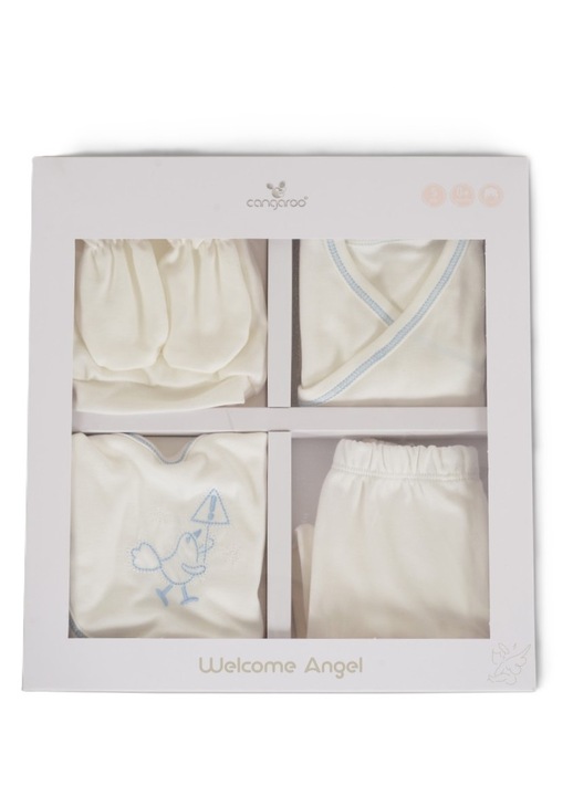 Set 5 piese bumbac nou nascut Cangaroo Welcome Little Angel, Albastru