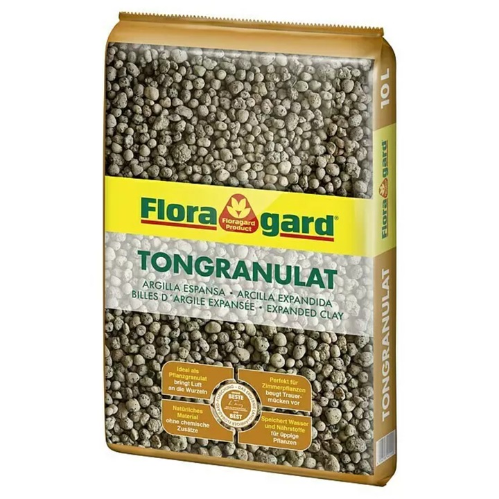 Granule de argila pentru drenaj si hidroponie, 10 l, solutie eficienta, Floragard