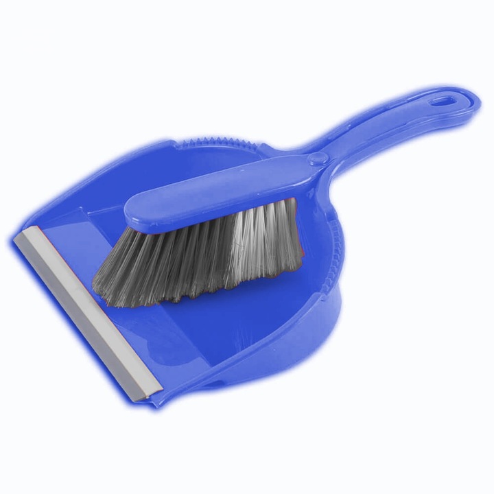 Пластмасова лопатка, с гумено острие и четка, MR731, син
