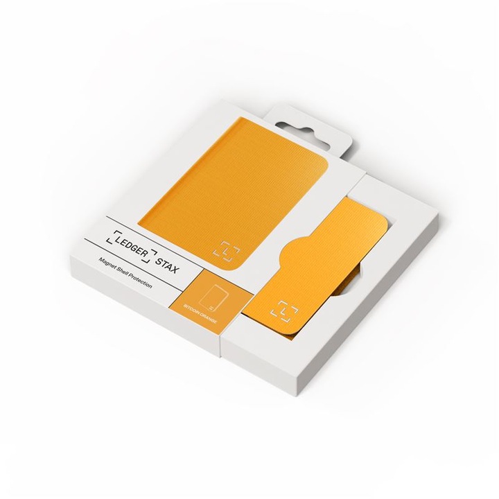 Magnetic Shell elektronikus pénztárca védőtok Ledger Stax kompatibilis, ideális a digitális érmék biztonságához, narancs