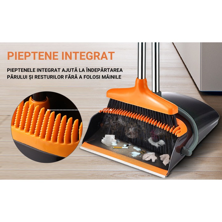 Set Matura si Faras Coada din Aluminiu reglabila pana la 130cm, Faras Pliabil, Cap Matura Rotativ, Negru /Orange
