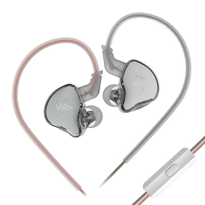 Fülbe helyezhető fejhallgató, KZ EDCX fülbe helyezhető monitorok, HiFi sztereó színpadhoz/stúdióhoz, vezetékes IEM fejhallgató, hangszigetelés, sport, levehető kábellel zenészeknek és audiofileknek (mikrofonnal, szürke)