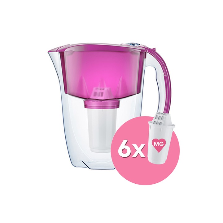 Кана за филтриране на вода Aquaphor, Модел Arctic, общо с 6 филтъра A5 Mg, Циклама