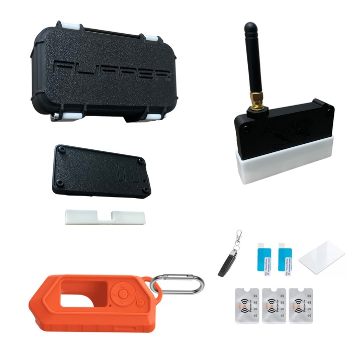 Set Accesorii pentru Flipper Zero-Husa Silicon V2, Carcasa Transport Box V12, Carcasa Placa Wi-fi Dev Neagra si Carcasa Placa Wi-fi, 2 Folii Protectie Display, Telecomanda Programabila 433Mhz, Card RFID 13.56MHz Rewritable, 3 Protectii Rfid, UnderShop