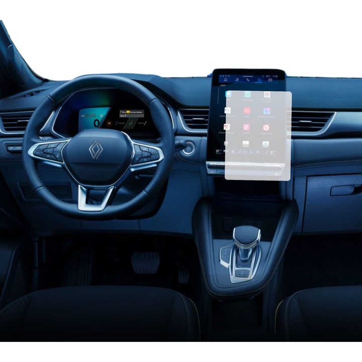 Folie Protectie Navigatie Renault Symbioz 2024+, Duragon, protectie Display Navigatie, silicon Transparent, Anti-zgarieturi, Anti-amprenta, Regenerabila, Flexibila, Anti-Shock, kit instalare