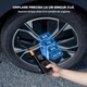 Elindor® digitális autós kompresszor, hordozható, 4000 mAh, univerzális, külső akkumulátor, zseblámpa, fekete
