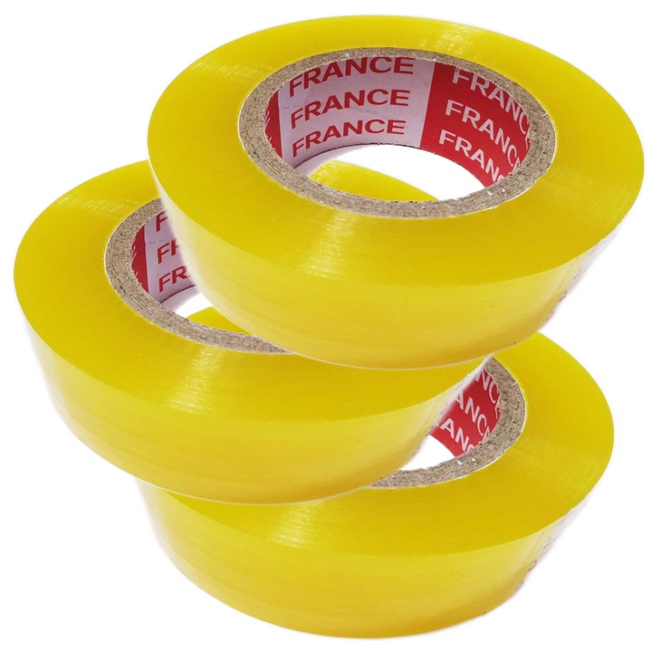 Set 3 role Banda adeziva tip scotch, 45 mm x 300 m, Transparent